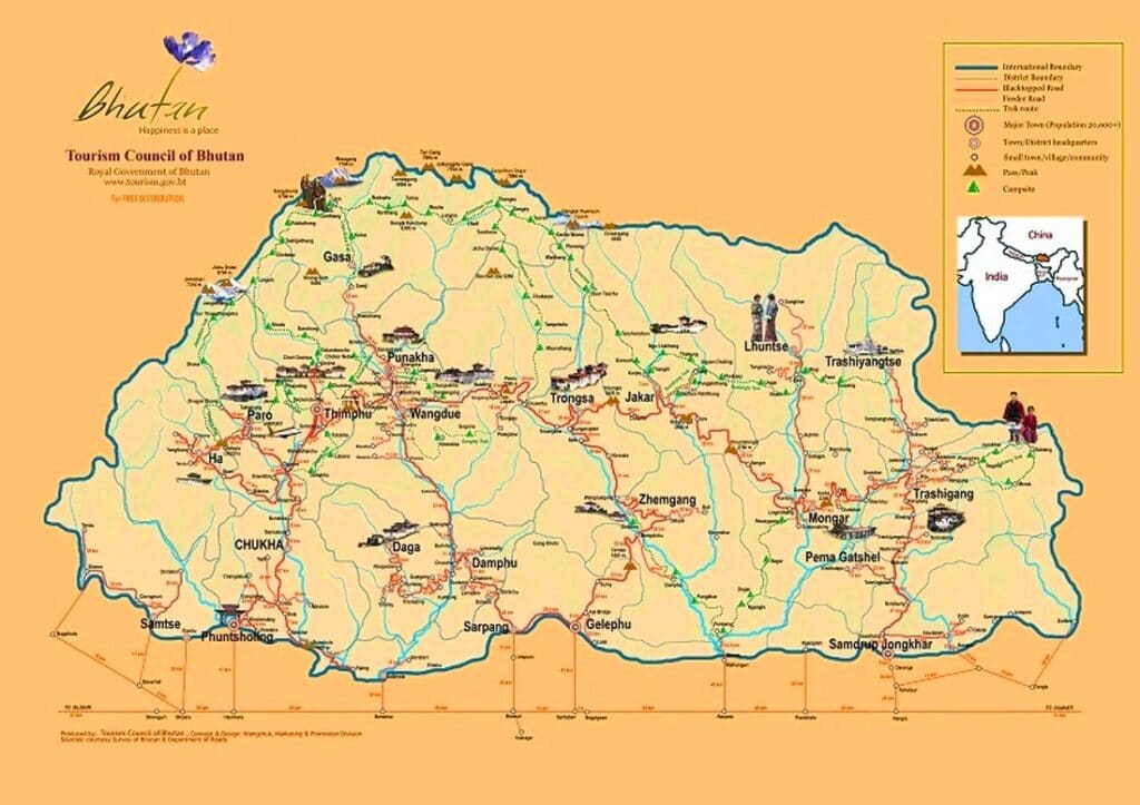 Bhutan Landkarte
