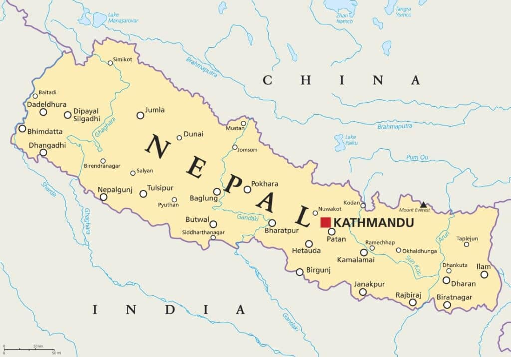 Nepal Politische Mappe