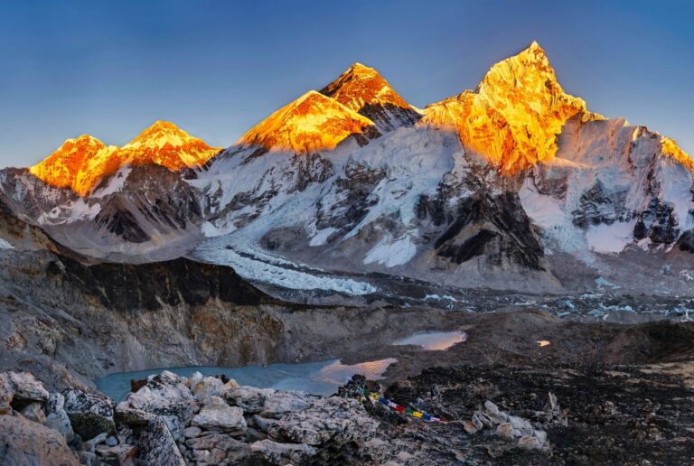 Sonnenuntergang von Kala Patthar aus, Mt. Everest Lhotse in Sicht - Nepal Trekking