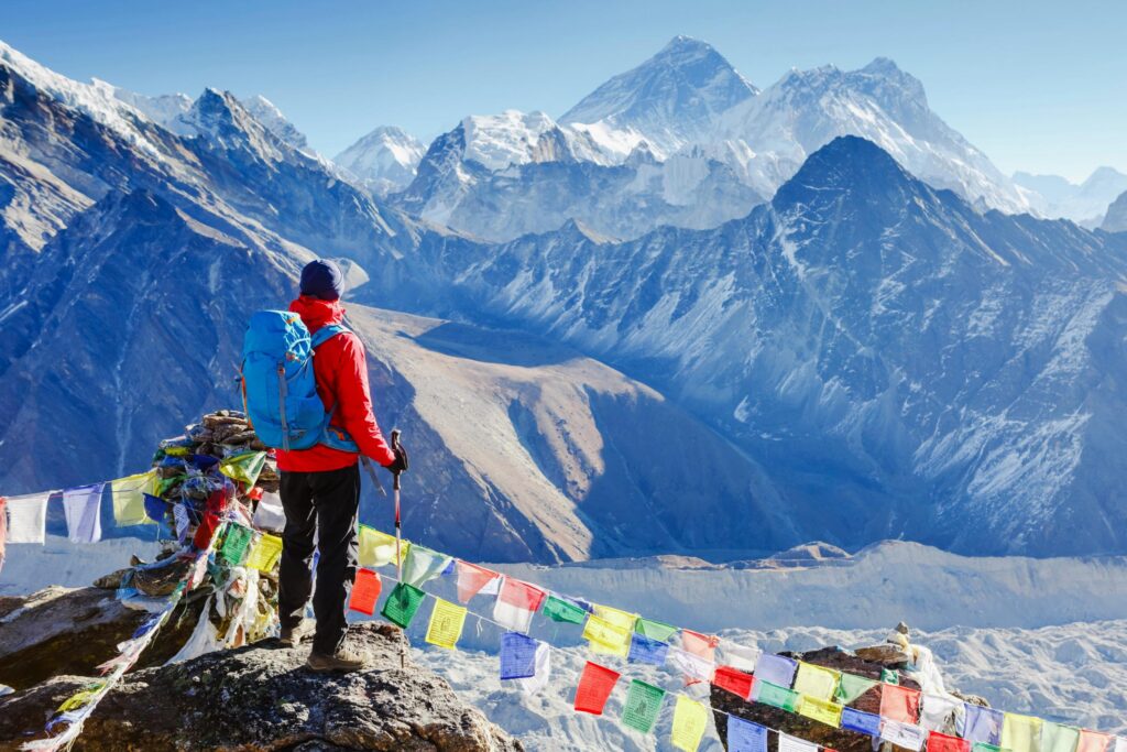 Aussichtspunkt von Gokyo Ri 5357m, Gokyo Tal Trekking Nepal mit Blick auf Mt. Everest