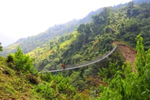 Hängebrücke in Nepal in der Annapurna Region