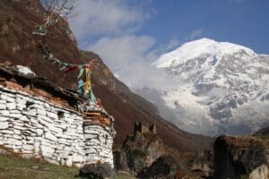 Himalaya Gebirge in Sicht in Westbhutan