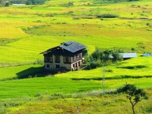 Lokales Haus im Grünen in Bhutan