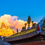 Am Kloster Tengboche mit Blick auf Ama Dablam, Trekking in Nepal