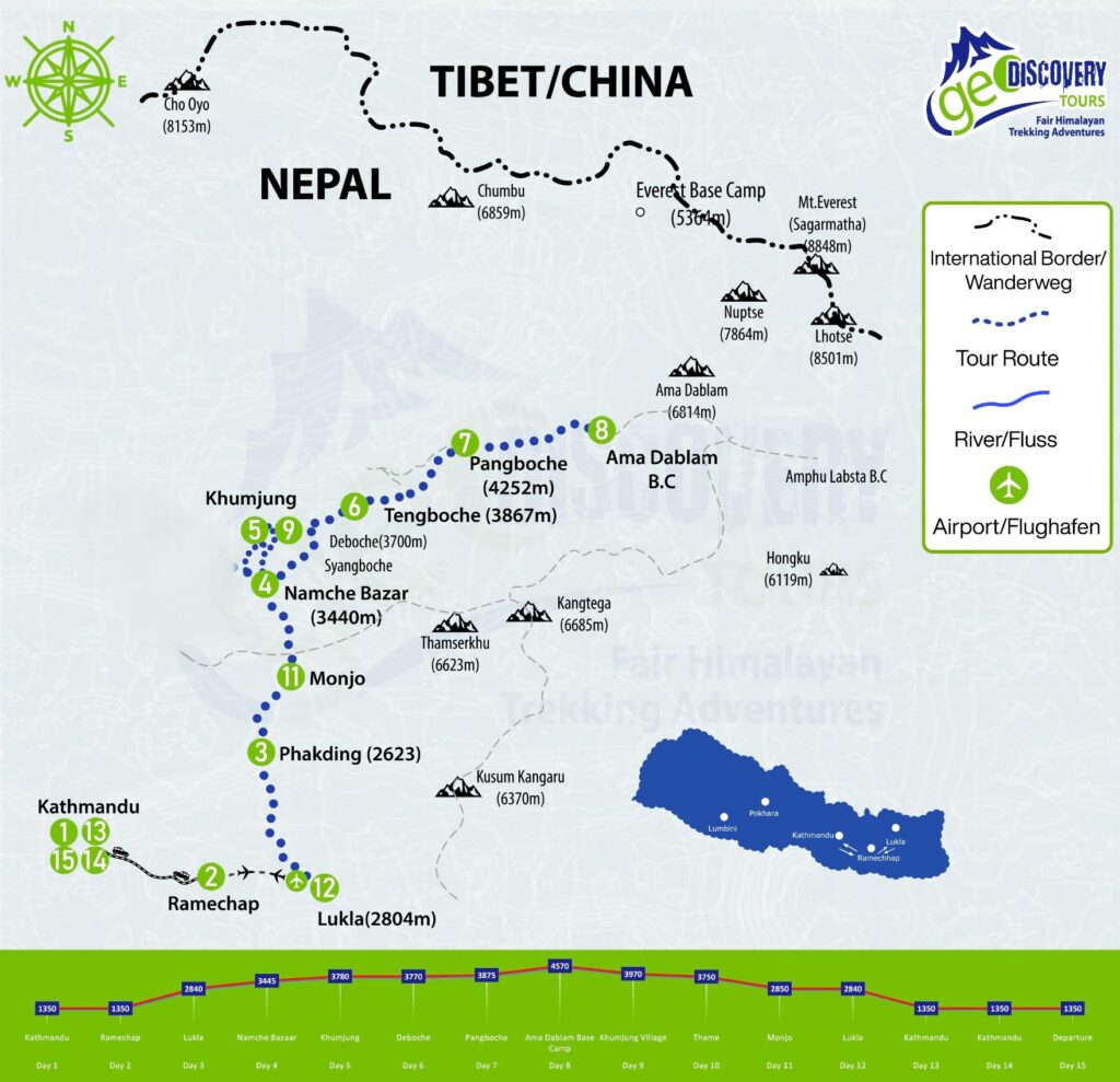 Trekkingroute zum Ama Dablam Base Camp - Nepal Trekking
